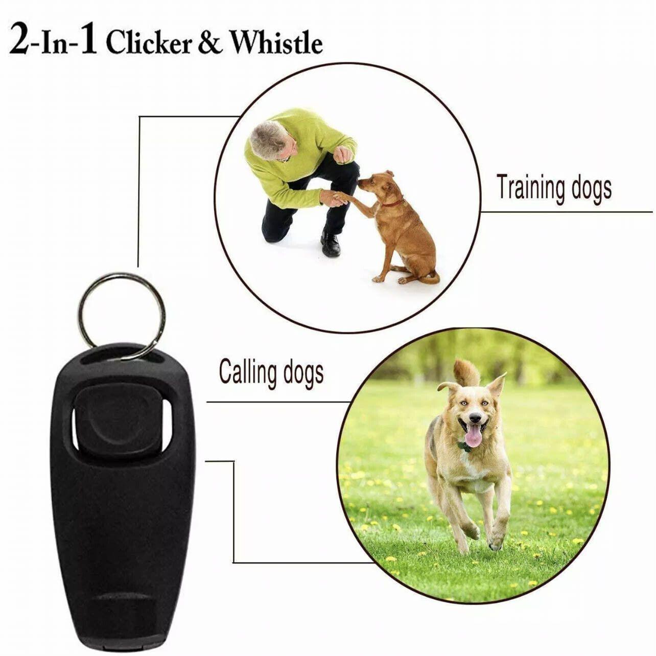 Dog Whistle and Clicker Set for Training Stop Barking Obedience Tool Combo - Sky Blue