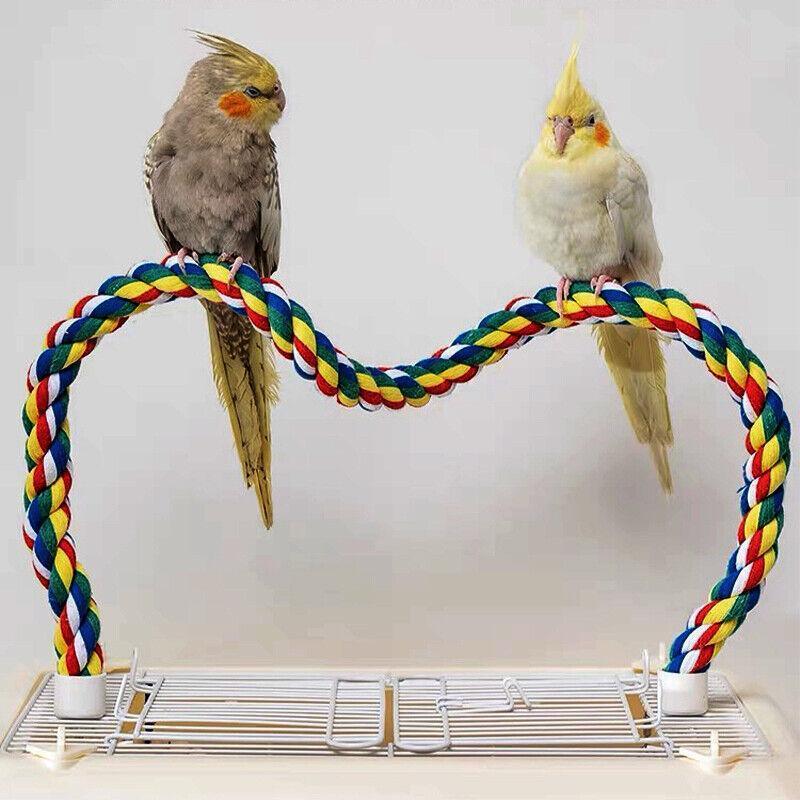 Parrot Rope Perch Colourful Bird Cage Toy Cotton Bungee Swing for Pet Birds - 80CM